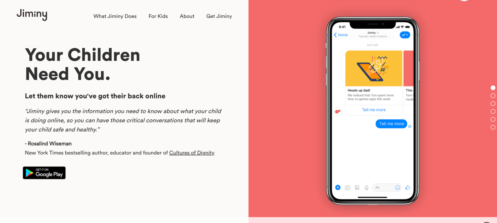 Jiminy site: Your Children Need You — let them know you’ve got their back online.